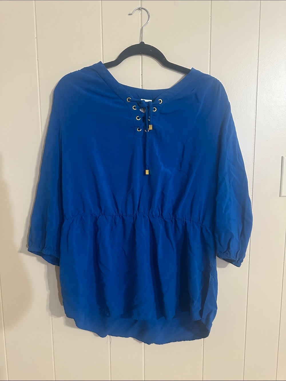 Faded Glory Royal Blue Lace-Up Peasant Tunic